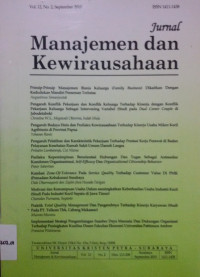 Jurnal Manajemen dan Kewirausahaan VOL 12 NO.2