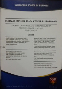 Jurnal Bisnis dan Kewirausahaan VOL 1 NO.2