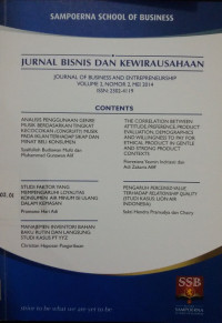 Jurnal Bisnis dan Kewirausahaan VOL 2 NO.2